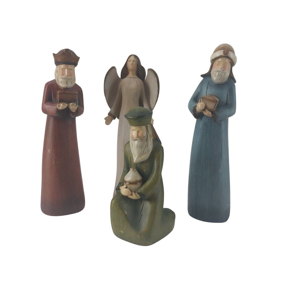 Christmas Nativity Holiday Three Wise Men Wood-Like Angel